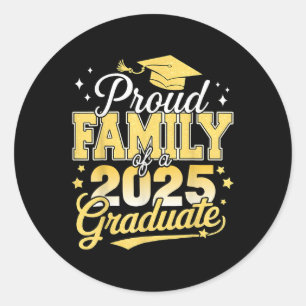 Proud Family Of A 2025 Graduate Dad Mum Graduation Classic Round Sticker