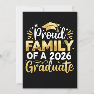 Proud Family Of A 2026 Graduate 26 Gold Graduation Invitation