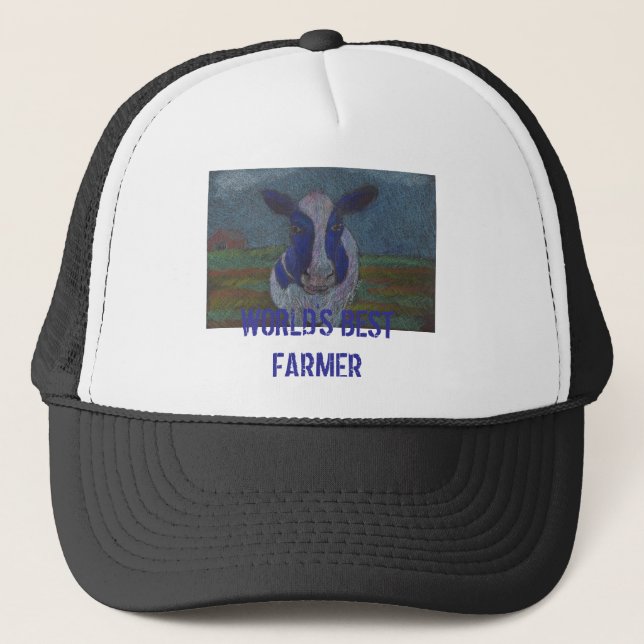 Proud Farmer Dairy Cow Trucker Hat (Front)
