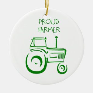 Proud Farmer Tractor Ceramic Tree Decoration