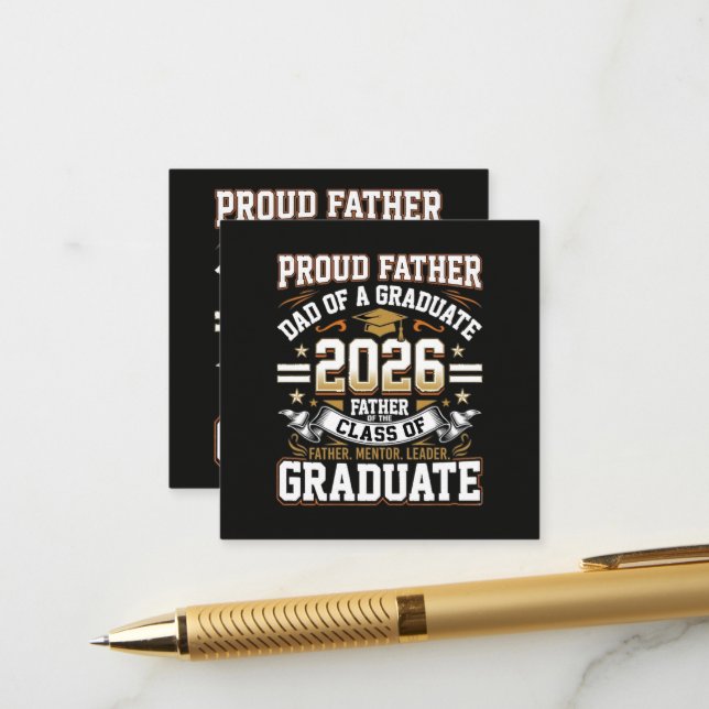 Proud Father Class of 2026 Graduate Enclosure Card (Front/Back In Situ)