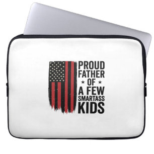 Proud Father of a Few Smartass Kids Patriotic Shir Laptop Sleeve