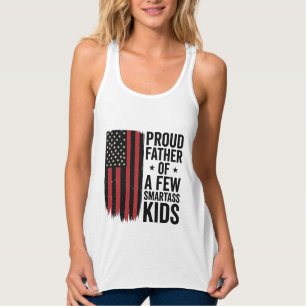Proud Father of a Few Smartass Kids Patriotic Shir Singlet