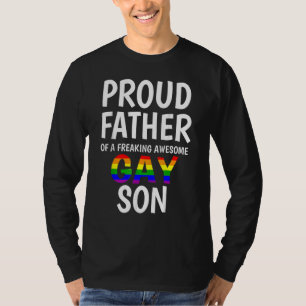 Proud Father Of Awesome Gay Son Lgbt Pride Family  T-Shirt
