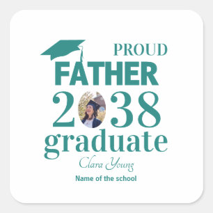 Proud Father personalized graduation Square Sticker