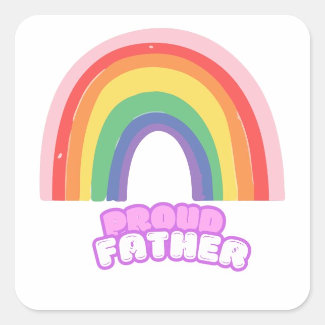 Proud Father Rainbow Dad Father's Day  Square Sticker (Front)