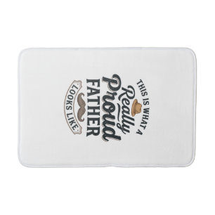 Proud Father Vintage Engraving Quote Design_1 Bath Mat
