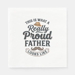 Proud Father Vintage Engraving Quote Design_1 Napkin