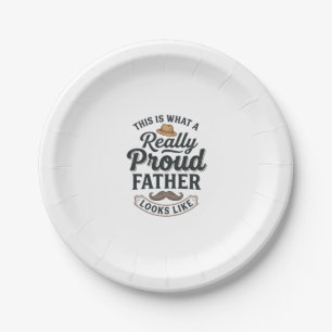 Proud Father Vintage Engraving Quote Design_1 Paper Plate