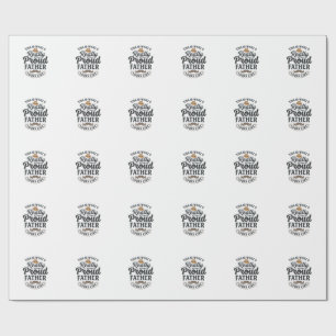 Proud Father Vintage Engraving Quote Design_1 Wrapping Paper