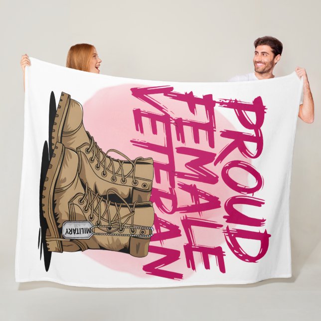 Proud Female Veteran  Fleece Blanket (In Situ)