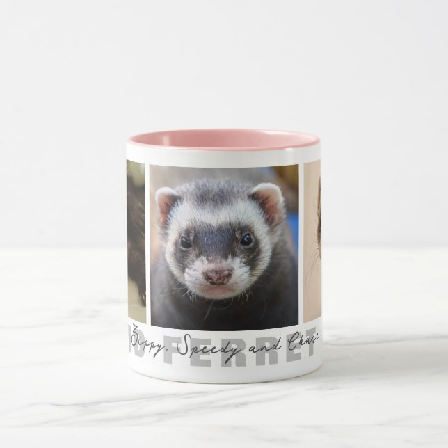 Proud Ferret Mum Custom 3 Photo Collage Mug (Center)