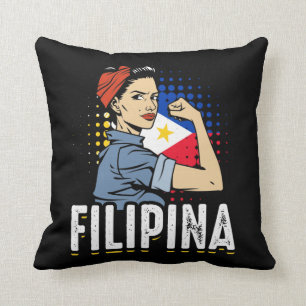 Proud Filipina Woman Girl Philippines Flag Cushion
