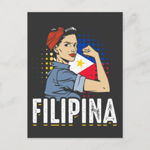 Proud Filipina Woman Girl Philippines Flag Postcard