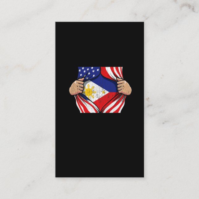 Proud Filipino Roots American Philippines Flag Business Card (Front)