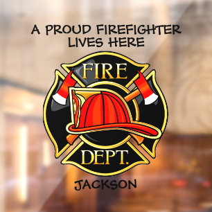 Proud Firefighter Emblem Red and Black   