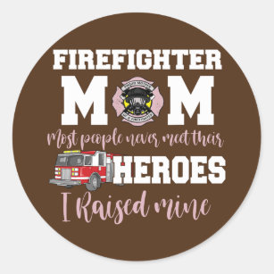 Proud Firefighter Mom Support Thin Red Line Classic Round Sticker