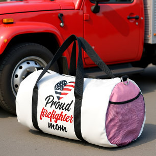Proud Firefighter Mum American Heart Duffle Bag