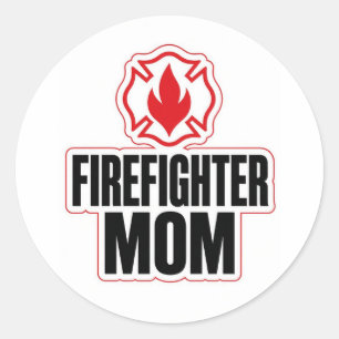 Proud Firefighter Mum Classic Round Sticker