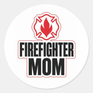 Proud Firefighter Mum Classic Round Sticker