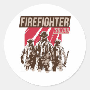 Proud Firefighter Squad Classic Round Sticker