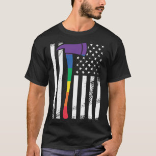 Proud Firefighter Squad LGBT Rainbow Pride USA Ame T-Shirt