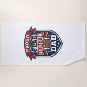 Proud Flag Football Dad Vintage Patriotic Badge De Beach Towel