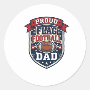 Proud Flag Football Dad Vintage Patriotic Badge De Classic Round Sticker