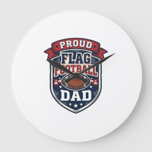 Proud Flag Football Dad Vintage Patriotic Badge De Large Clock