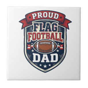 Proud Flag Football Dad Vintage Patriotic Badge De Tile