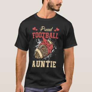 Proud Football Auntie Women Leopard Game Day Playe T-Shirt