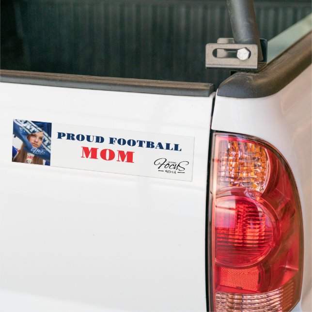 PROUD FOOTBALL "MOM:" BUMPER STICKER (On Truck)