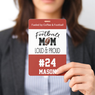 Proud Football Mom Game Day ID Badge
