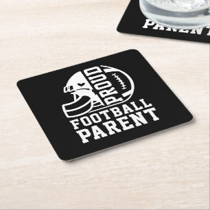 Proud Football Parent, Game Football Sports Family Square Paper Coaster