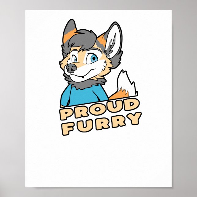 Proud Furry Cute Funny Furry Fandom Fursuit Gift Poster (Front)