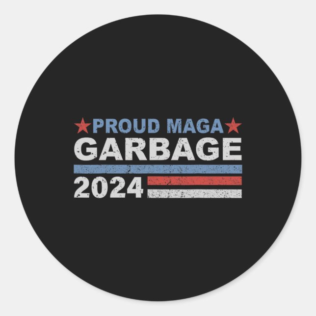 Proud Garbage Trump Supporter 1  Classic Round Sticker (Front)