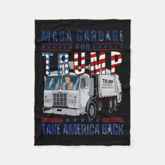 Proud Garbage Trump Supporter Trump Garbage Truck  Fleece Blanket
