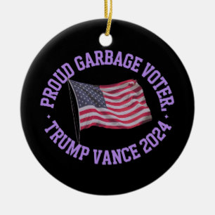 Proud Garbage Voter Trump Vance 2024 Stand Out Ceramic Tree Decoration