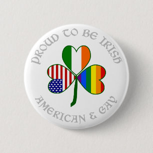 Proud Gay Irish American Grey 6 Cm Round Badge