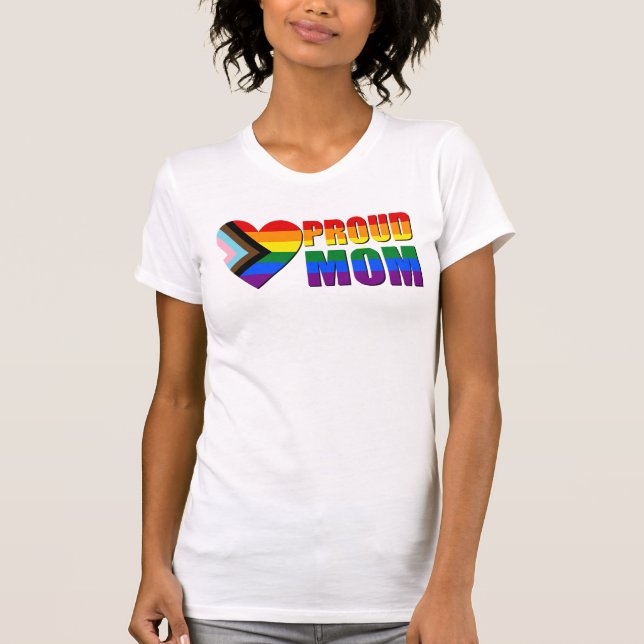 Proud Gay Mum Progress Pride Word T-Shirt (Front)
