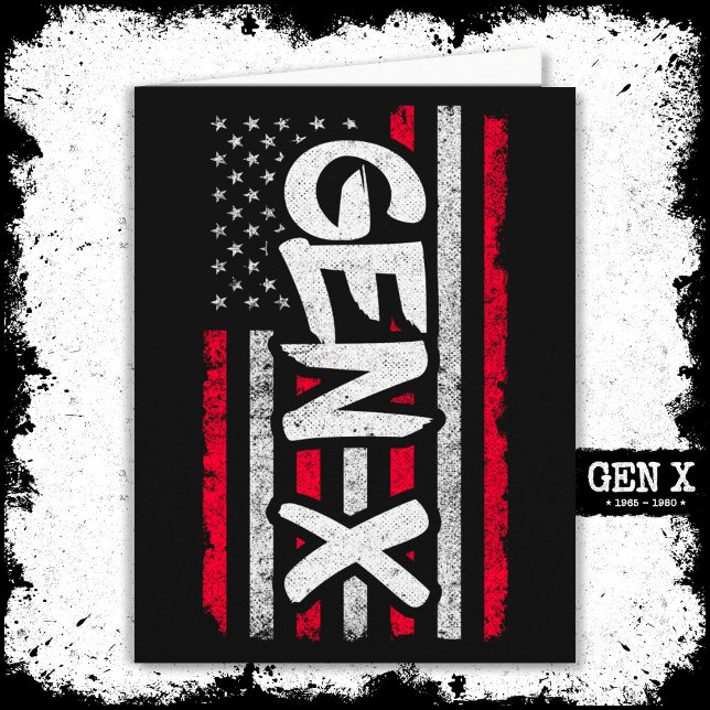 Proud Gen Xer Generation X American Flag Gen X Card (Creator Uploaded)