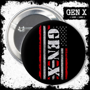 Proud Generation X Gen Xer American Flag Gen X 6 Cm Round Badge