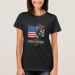 Proud German Shepherd Mum American Flag Patriotic T-Shirt