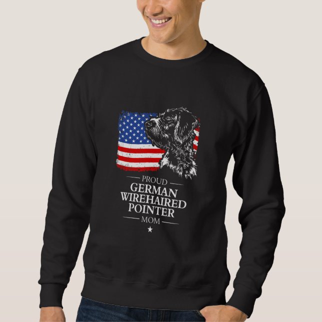 Proud German Wirehaired Pointer Mum American Flag  Sweatshirt (Front)