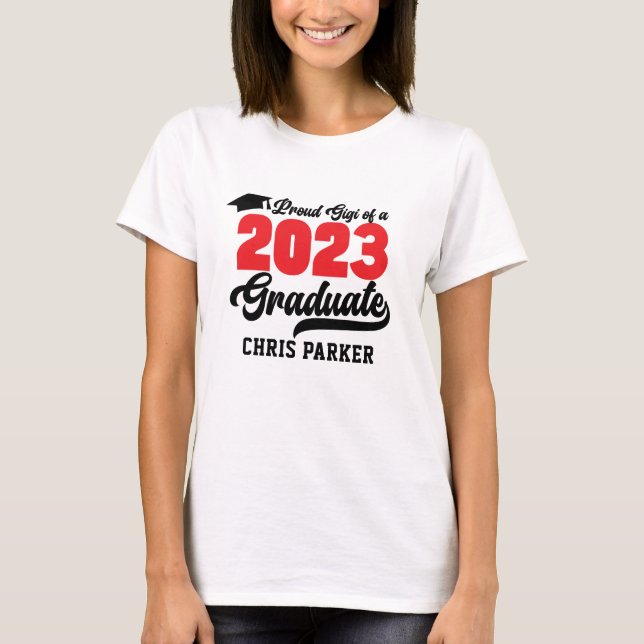 Proud GIGI of a 2023 Graduate Red Bold Script T-Shirt (Front)