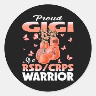 Proud Gigi Of A Rsd Crps Warrior Awareness Boxing  Classic Round Sticker