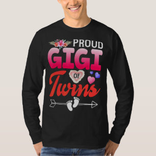 Proud Gigi Of Twins Floral Grandma Happy Mother's T-Shirt