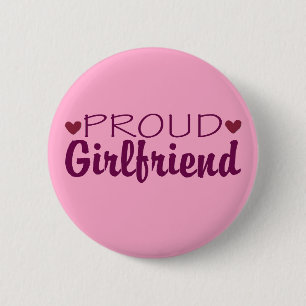Proud girlfriend cute heart pink button