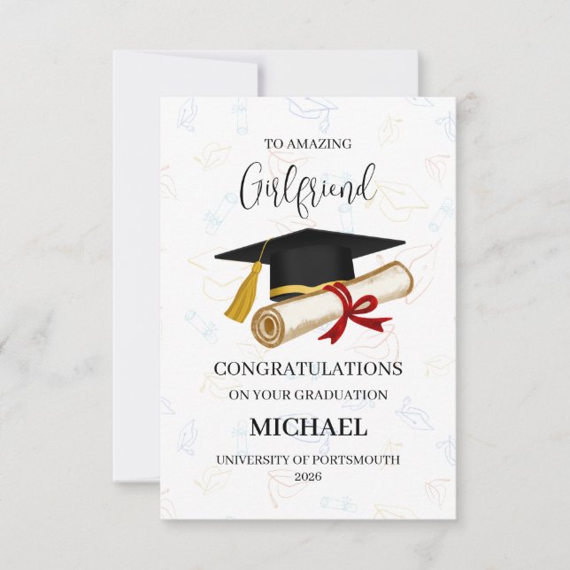 Proud Girlfriend Graduation Personalized Card (Front)