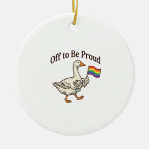 Proud Goose Pride Parade Vintage Shirt Design_1 Ceramic Tree Decoration